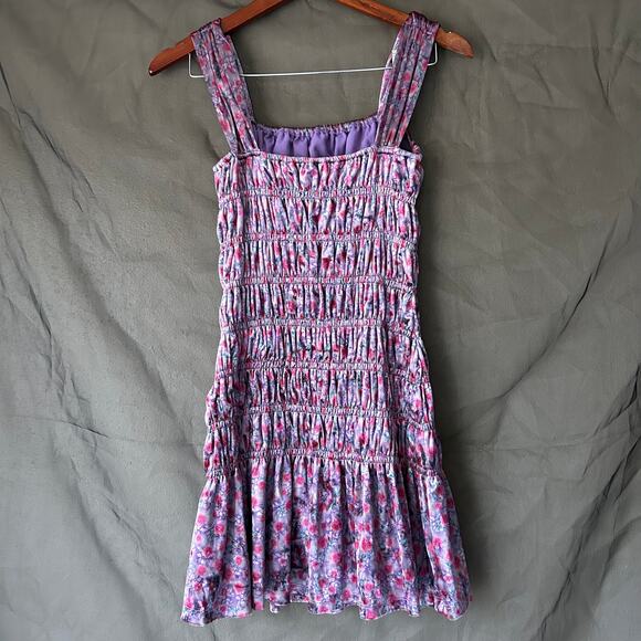 English Factory Purple Floral Smocked Mini Dress Size Small - Picture 6 of 9